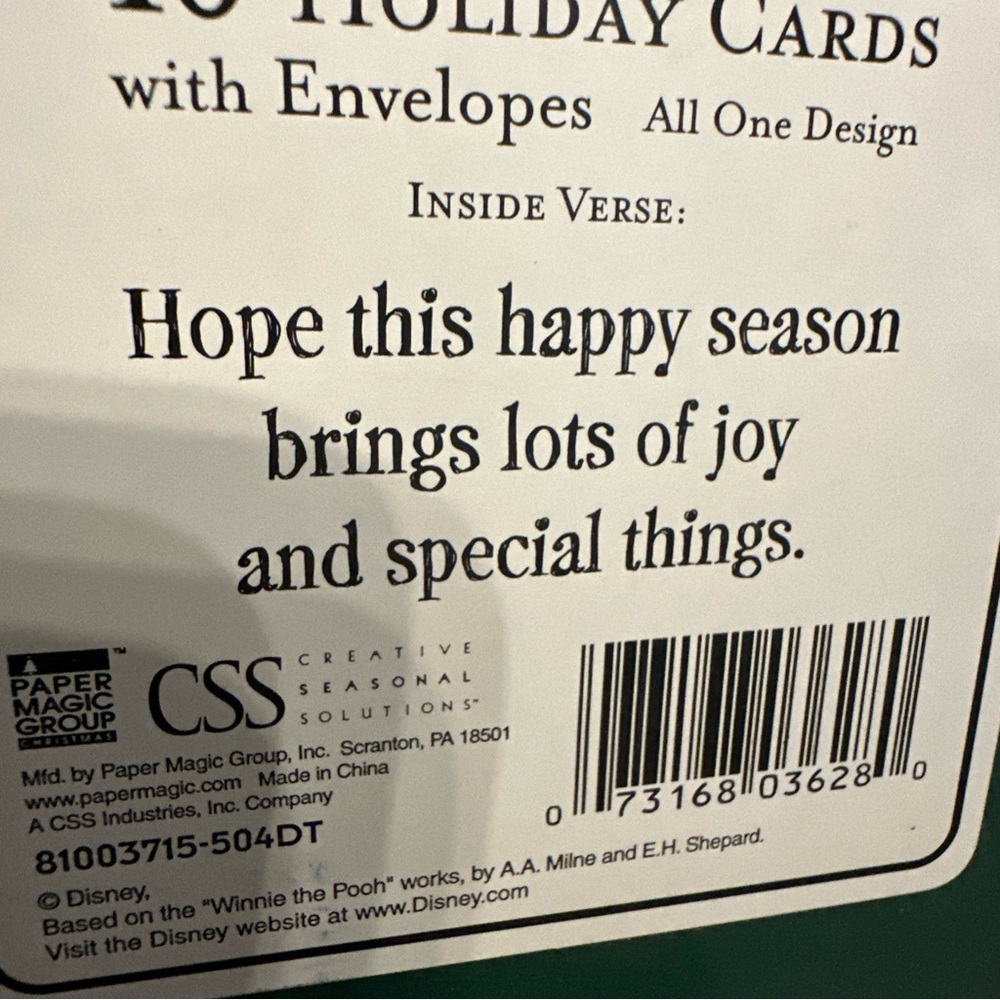Eeyore Winnie The Pooh Disney Greeting Holiday Cards Box of 10 w/ Envelopes New - Picture 4 of 4